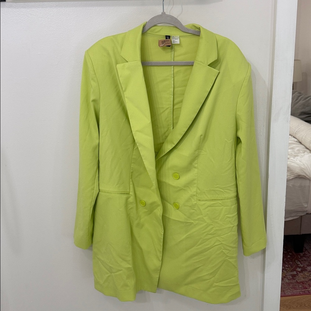 Divided Neon Green Blazer Dress